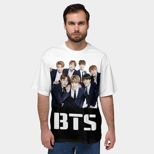 Мужская футболка оверсайз BTS постер / 3D-принт – фото 3