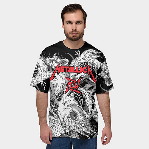 Мужская футболка оверсайз Metallica крысы зомби / 3D-принт – фото 3