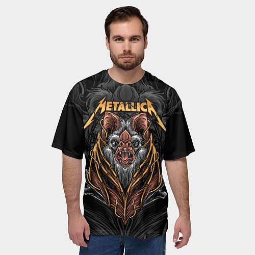 Мужская футболка оверсайз Metallica мышь летучая / 3D-принт – фото 3