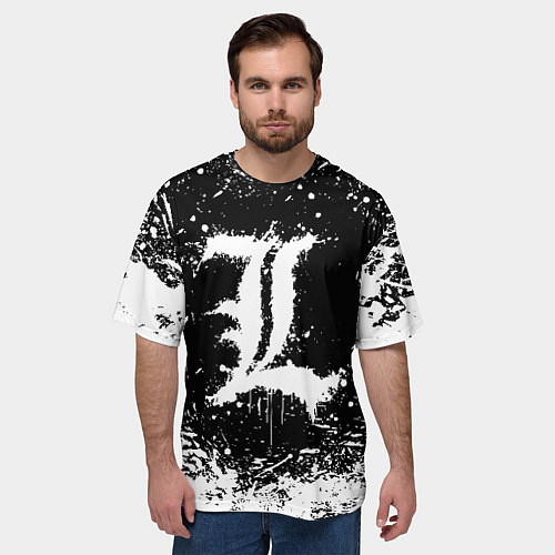 Мужская футболка оверсайз L letter кляксы / 3D-принт – фото 3
