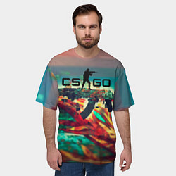 Футболка оверсайз мужская CS GO logo abstract, цвет: 3D-принт — фото 2