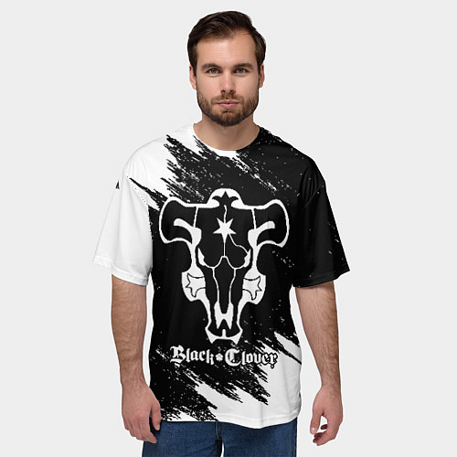 Мужская футболка оверсайз ЧЁРНЫЙ КЛЕВЕР / 3D-принт – фото 3