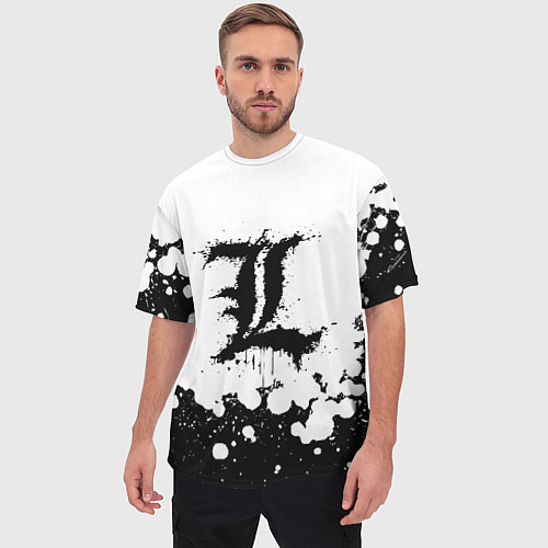 Мужская футболка оверсайз L letter snow / 3D-принт – фото 3