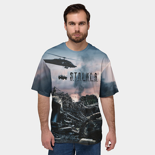 Мужская футболка оверсайз S T A L K E R Чернобыль / 3D-принт – фото 3