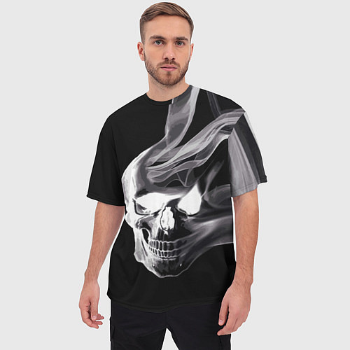 Мужская футболка оверсайз Wind - smoky skull / 3D-принт – фото 3