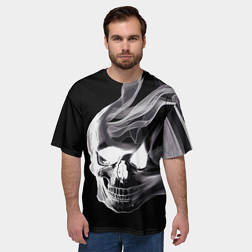 Мужская футболка оверсайз Wind - smoky skull / 3D-принт – фото 3