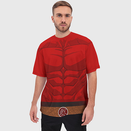 Мужская футболка оверсайз Красный качок / 3D-принт – фото 3