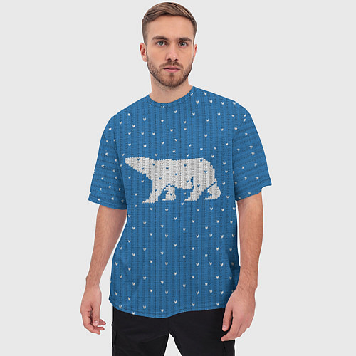 Мужская футболка оверсайз Свитер с медведем / 3D-принт – фото 3