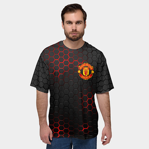 Мужская футболка оверсайз Манчестер юнайтед: FCMU / 3D-принт – фото 3