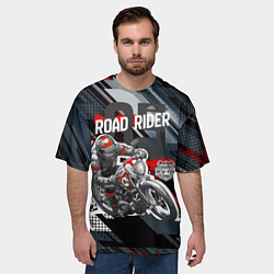 Футболка оверсайз мужская Road rider мотоциклист, цвет: 3D-принт — фото 2