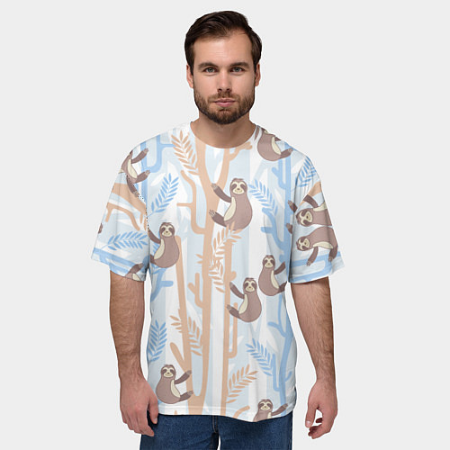 Мужская футболка оверсайз Ленивец стайл / 3D-принт – фото 3