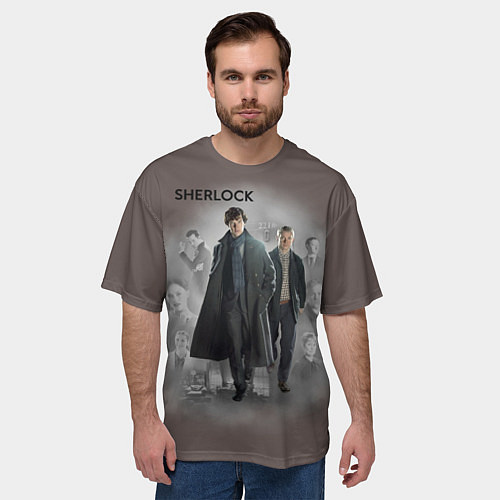 Мужская футболка оверсайз Sherlock / 3D-принт – фото 3