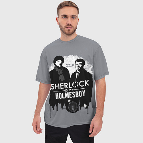 Мужская футболка оверсайз Sherlock Holmesboy / 3D-принт – фото 3
