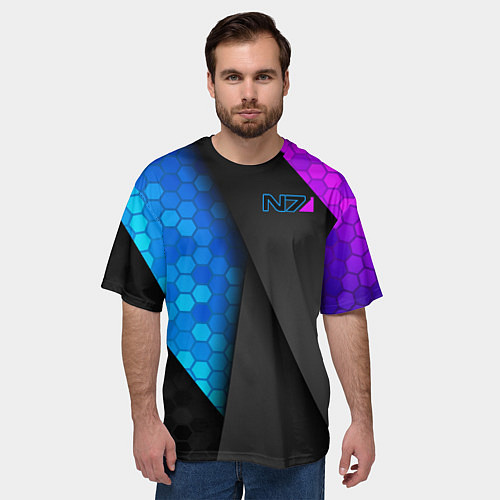 Мужская футболка оверсайз Mass Effect N7 / 3D-принт – фото 3