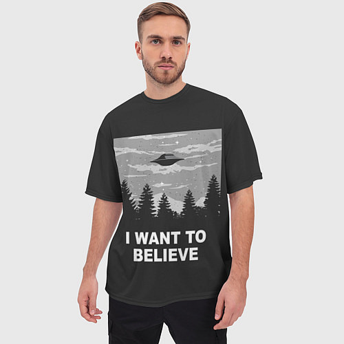 Мужская футболка оверсайз I want to believe / 3D-принт – фото 3