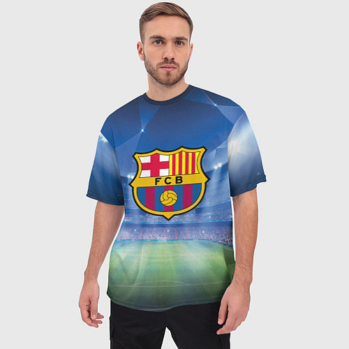 Мужская футболка оверсайз FC Barcelona / 3D-принт – фото 3
