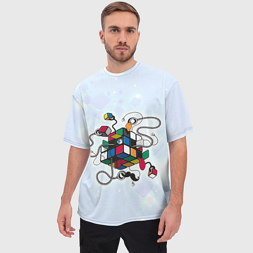 Мужская футболка оверсайз Кубик Рубика / 3D-принт – фото 3