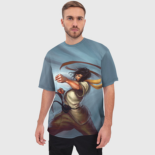 Мужская футболка оверсайз Karate girl / 3D-принт – фото 3