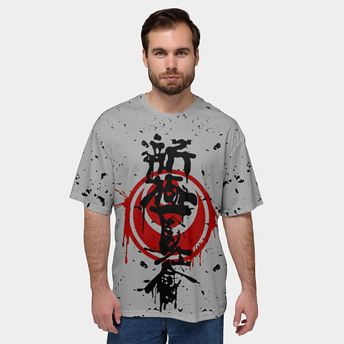 Мужская футболка оверсайз Синкёкусинкай каратэ - до / 3D-принт – фото 3