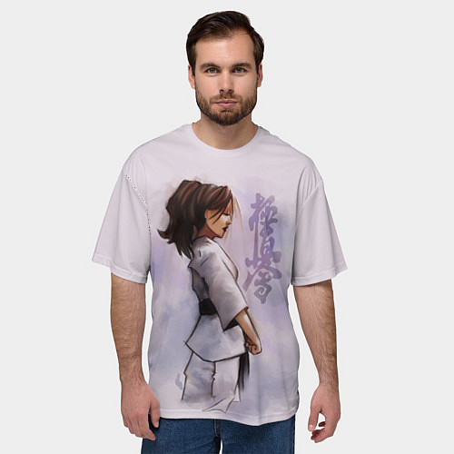 Мужская футболка оверсайз Кёкусинкай девушка / 3D-принт – фото 3