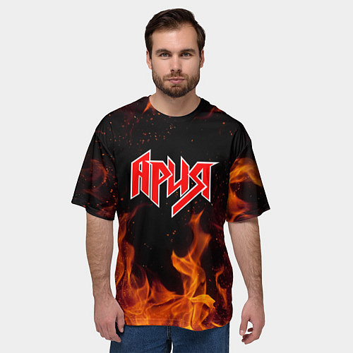 Мужская футболка оверсайз АРИЯ / 3D-принт – фото 3