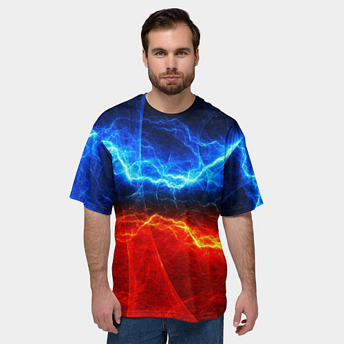 Мужская футболка оверсайз Лёд и огонь / 3D-принт – фото 3