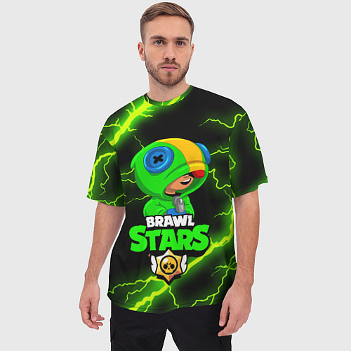 Мужская футболка оверсайз BRAWL STARS LEON / 3D-принт – фото 3