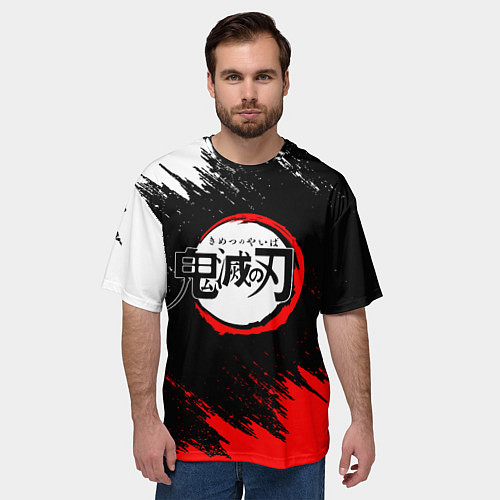 Мужская футболка оверсайз KIMETSU NO YAIBA / 3D-принт – фото 3