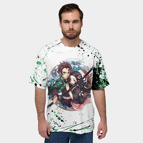 Мужская футболка оверсайз KIMETSU NO YAIBA / 3D-принт – фото 3