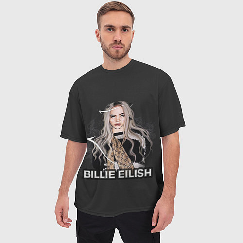 Мужская футболка оверсайз BILLIE EILISH / 3D-принт – фото 3