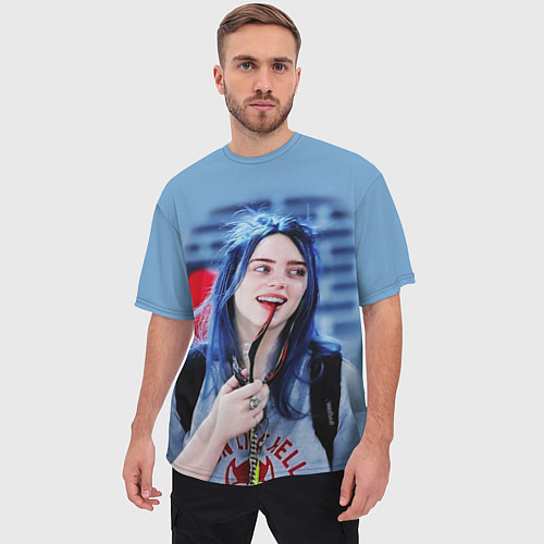 Мужская футболка оверсайз BILLIE EILISH / 3D-принт – фото 3