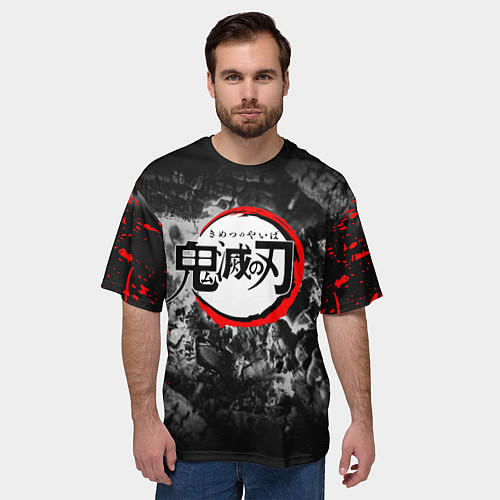 Мужская футболка оверсайз KIMETSU NO YAIBA / 3D-принт – фото 3