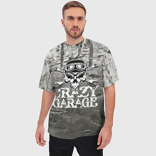 Мужская футболка оверсайз Crazy garage / 3D-принт – фото 3