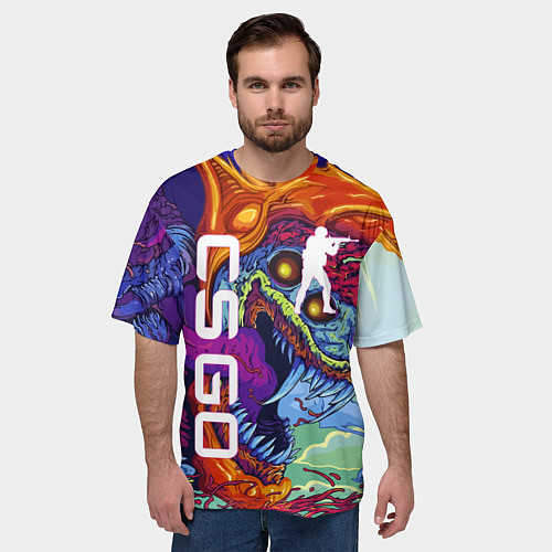 Мужская футболка оверсайз CS GO HYPERBEAST / 3D-принт – фото 3