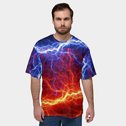 Футболка оверсайз мужская Лёд и огонь, цвет: 3D-принт — фото 2