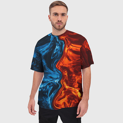 Мужская футболка оверсайз Огонь и вода / 3D-принт – фото 3