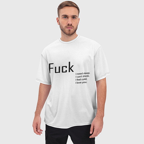 Мужская футболка оверсайз Fuck / 3D-принт – фото 3