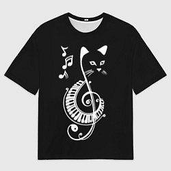 Футболка оверсайз мужская Музыкальный кот, цвет: 3D-принт
