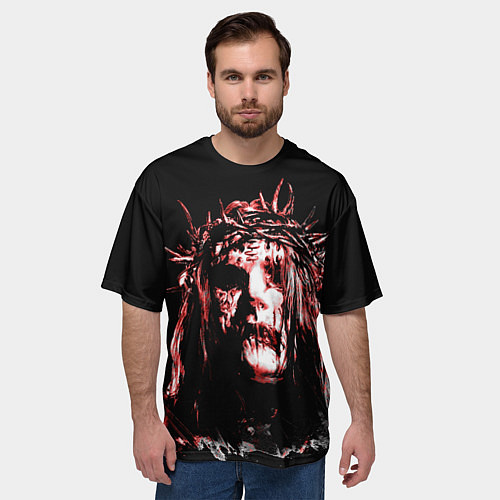 Мужская футболка оверсайз Слипнот джои / 3D-принт – фото 3