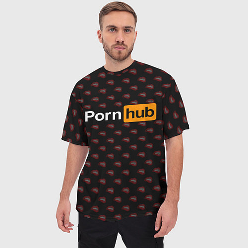 Мужская футболка оверсайз PornHub / 3D-принт – фото 3