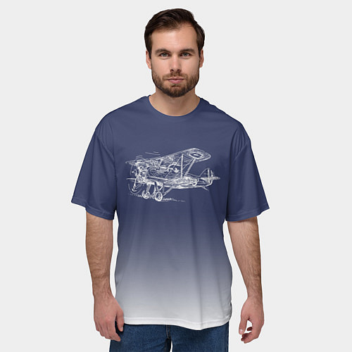 Мужская футболка оверсайз Биплан / 3D-принт – фото 3