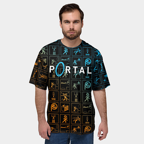 Мужская футболка оверсайз PORTAL / 3D-принт – фото 3