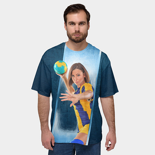 Мужская футболка оверсайз Гандболистка / 3D-принт – фото 3