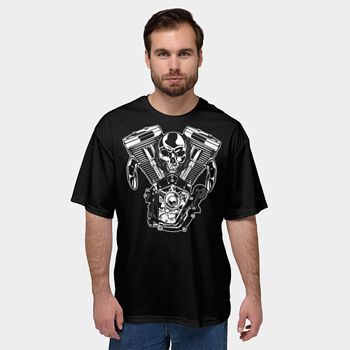 Мужская футболка оверсайз Движковый череп / 3D-принт – фото 3