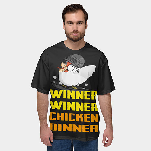 Мужская футболка оверсайз Winner Chicken Dinner / 3D-принт – фото 3