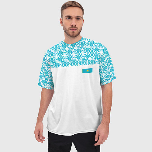 Мужская футболка оверсайз Казахстан Форма / 3D-принт – фото 3