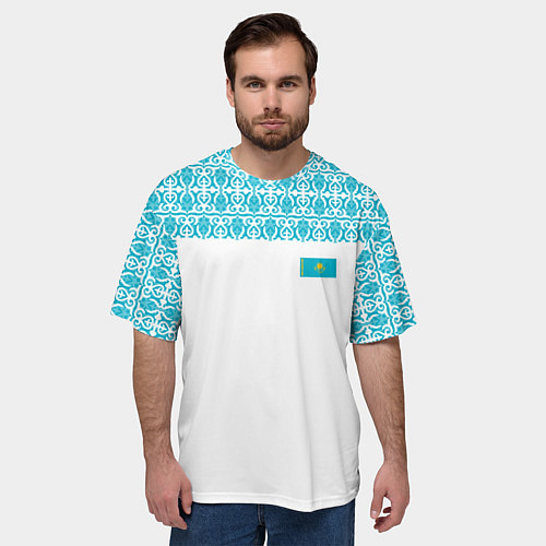 Мужская футболка оверсайз Казахстан Форма / 3D-принт – фото 3