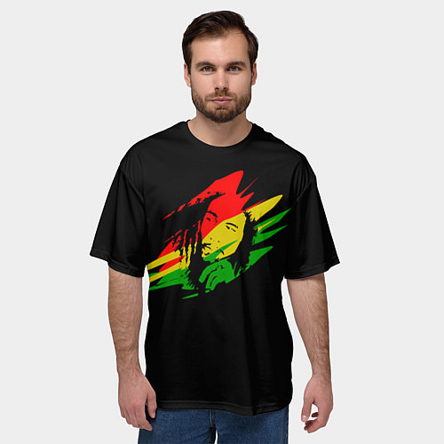 Мужская футболка оверсайз Боб Марли / 3D-принт – фото 3