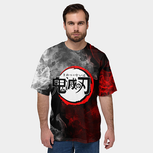 Мужская футболка оверсайз KIMETSU NO YAIBA / 3D-принт – фото 3
