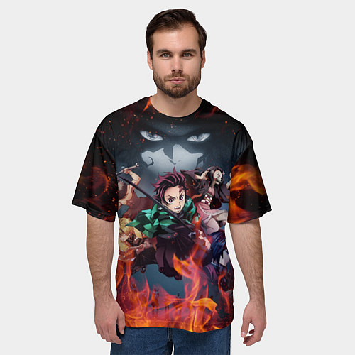 Мужская футболка оверсайз KIMETSU NO YAIBA / 3D-принт – фото 3